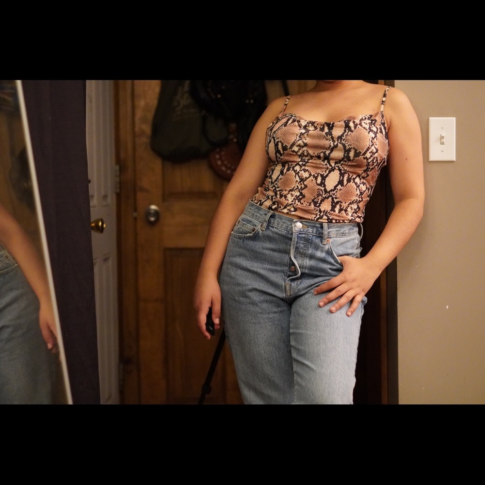 Urban outfitters brown snake print cowl neck top